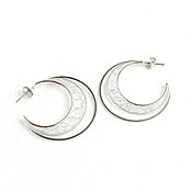 Украшения handmade. Livemaster - original item Hoop earrings: Silver Filigree Ring Earrings, Earrings gift. Handmade.
