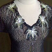 Одежда handmade. Livemaster - original item Black top made of transparent openwork knitwear with lurex, decor. Handmade.
