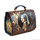 Medium satchel'Girl with a pearl earring'. Brief case. Pelle Volare. My Livemaster. Фото №4