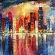 Large oil painting - night Rhythms of the city, Pictures, St. Petersburg,  Фото №1