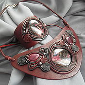 Украшения handmade. Livemaster - original item Jewelry made of leather and stone. A set of 