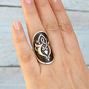 Украшения handmade. Livemaster - original item Lily ring made of 925 sterling silver with black BS0034. Handmade.