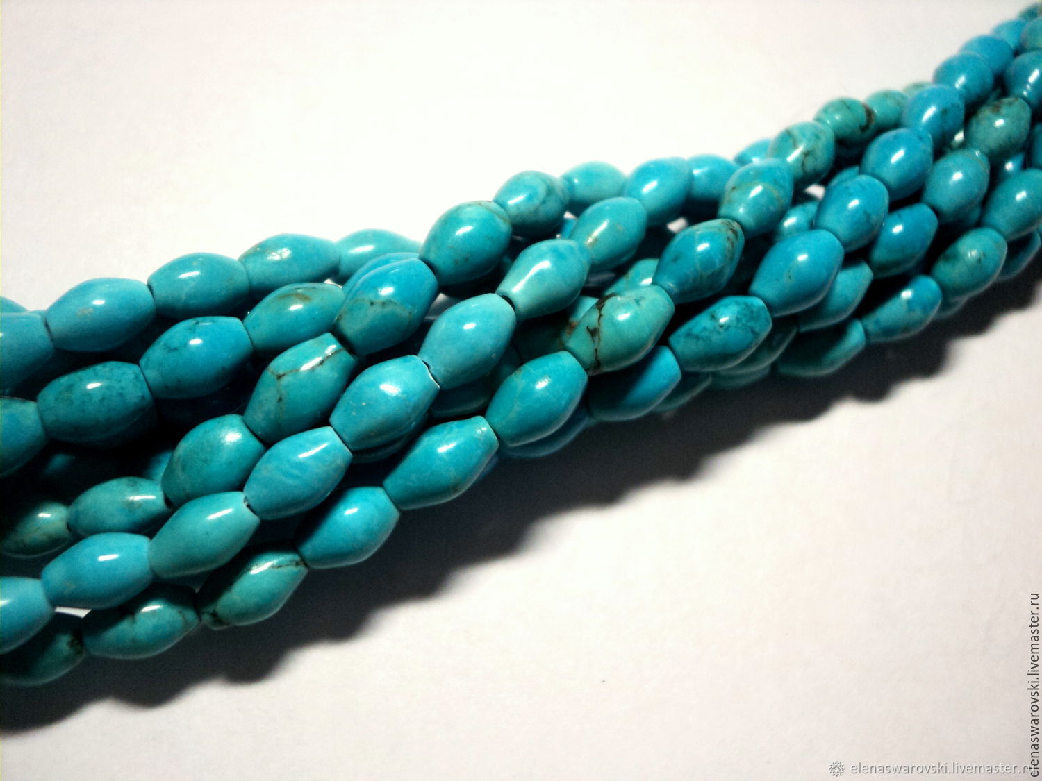Бирюза натуральная бочонок бусины рис – купить на Ярмарке Мастеров ...