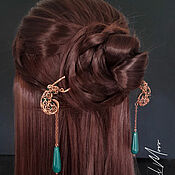 Украшения handmade. Livemaster - original item Hairpins with agate copper 