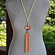 Order Orange geometry - sautoir with a large bead and a beaded brush. Altania, beaded jewelry. Livemaster. . Necklace Фото №3