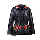 Women's leather jacket 'Floral embroidery', Outerwear Jackets, St. Petersburg,  Фото №1