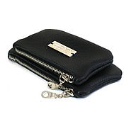 Сумки и аксессуары handmade. Livemaster - original item Leather Wallet double Black Clutch organizer Pencil case Cosmetic Bag. Handmade.