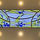 Ceiling stained glass with irises. Film stained glass in the frame and illuminated. Stained glass. Glass Flowers. My Livemaster. Фото №4