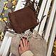 Кожаная сумка кисет с бахромой коричневая. Сумка через плечо. AUGUST BAGS. Ярмарка Мастеров.  Фото №4
