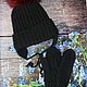 Knit kit. Knitted black hat. knitted mittens. Headwear Sets. Oksana Demina. Online shopping on My Livemaster.  Фото №2