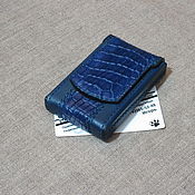 Сувениры и подарки handmade. Livemaster - original item Blue cigarette case for thin cigarettes (Kent-nano, for example) with crocodile. Handmade.