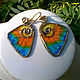 Brass wire wraped earrings "Butterfly wings - 1". Earrings. IVA rainbow art. Online shopping on My Livemaster.  Фото №2