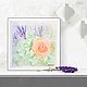 Watercolor rose and lavender, Pictures, Moscow,  Фото №1