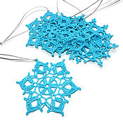 Сувениры и подарки handmade. Livemaster - original item Snowflake blue 9 cm crocheted. Handmade.
