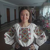Русский стиль handmade. Livemaster - original item embroidered shirt. Blouse with traditional embroidery.. Handmade.