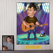 Сувениры и подарки handmade. Livemaster - original item gift for birthday. Caricature by photo, guitarist, singer, stage. Handmade.