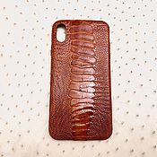 Сумки и аксессуары handmade. Livemaster - original item Ostrich Calf Leather Case, for Apple iPhone XS Max Phone.. Handmade.