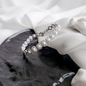Украшения ручной работы. Ярмарка Мастеров - ручная работа Pearl Bracelet, Thin silver frivolite bracelet. Handmade.
