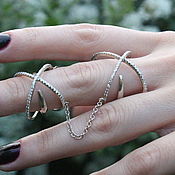 Украшения handmade. Livemaster - original item Double ring Modern with zircons in 925 sterling silver GA0019. Handmade.