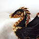 Dragon brooch 'Aidar'. Black Dragon. Black with gold. Brooches. master Alena Litvin. Online shopping on My Livemaster.  Фото №2