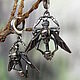 Серьги "Оса с черепом", skull, череп, насекомое, beetle, Серьги классические, Москва,  Фото №1