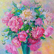 Картина "Букет Цветов в Большом Бокале" холст масло
