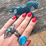 Винтаж handmade. Livemaster - original item Passion for blue... Mexican Vintage Turquoise Ring. Handmade.