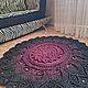 Круглый ковер вязаный крючком "Плюмерия" винный - черный. Ковры. Kover_me4ta. Ярмарка Мастеров.  Фото №6