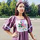 Льняное платье с винтажной вышивкой "Очарование". Платья. АВТОРСКАЯ ОДЕЖДА и ТЕКСТИЛЬ -Евгении Рябцевой / 'ГНЁЗДЫШКО' (evgenialinen). Интернет-магазин Ярмарка Мастеров.  Фото №2