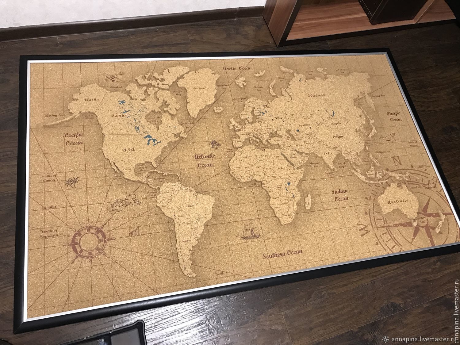 Коврик с картой мира на стол