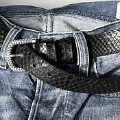 Аксессуары handmade. Livemaster - original item Python leather belt Black, width 2,9 cm. Handmade.