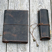Канцелярские товары handmade. Livemaster - original item A set of A5 sketchbook and pencil case made of genuine leather. Handmade.