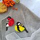 Брошь синица  Брошь синица с мехом. Брошь-булавка. Sofi brooches. Интернет-магазин Ярмарка Мастеров.  Фото №2