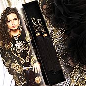 Украшения ручной работы. Ярмарка Мастеров - ручная работа Chanel in gold black gold plated silk enamel brush earrings. Handmade.