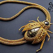 Украшения handmade. Livemaster - original item The Bolo tie Golden beetle of precious beads. Handmade.