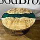 Стол-река с изумрудной заливкой смолой 80см из капового тополя. Столы. WoodBroker. Интернет-магазин Ярмарка Мастеров.  Фото №2