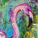 The picture Flamingo 'Pink Dance' oil bird abstraction. Pictures. Multicolor Gallery. My Livemaster. Фото №5