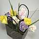 Bouquet of Crocuses in the package. Flowers polymer clay handmade, Composition, Moscow,  Фото №1