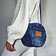 Круглая crossbody из джинсы "Лавандовый деним". Сумка через плечо. Jeans bags by Anna. Ярмарка Мастеров.  Фото №4