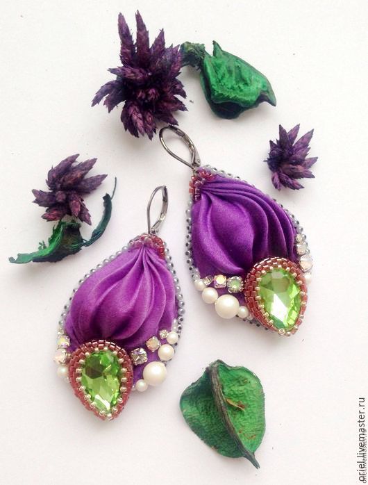 Copy of Shibori Silk Embroidered Earrings Drop Style New Age Jewelry