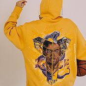 Мужская одежда ручной работы. Ярмарка Мастеров - ручная работа Nike hoodie with Kobe Bryant print. Kobe Bryant Lakers Clothing Painting. Handmade.