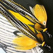 Украшения handmade. Livemaster - original item Feather earrings with yellow peacocks. Handmade.