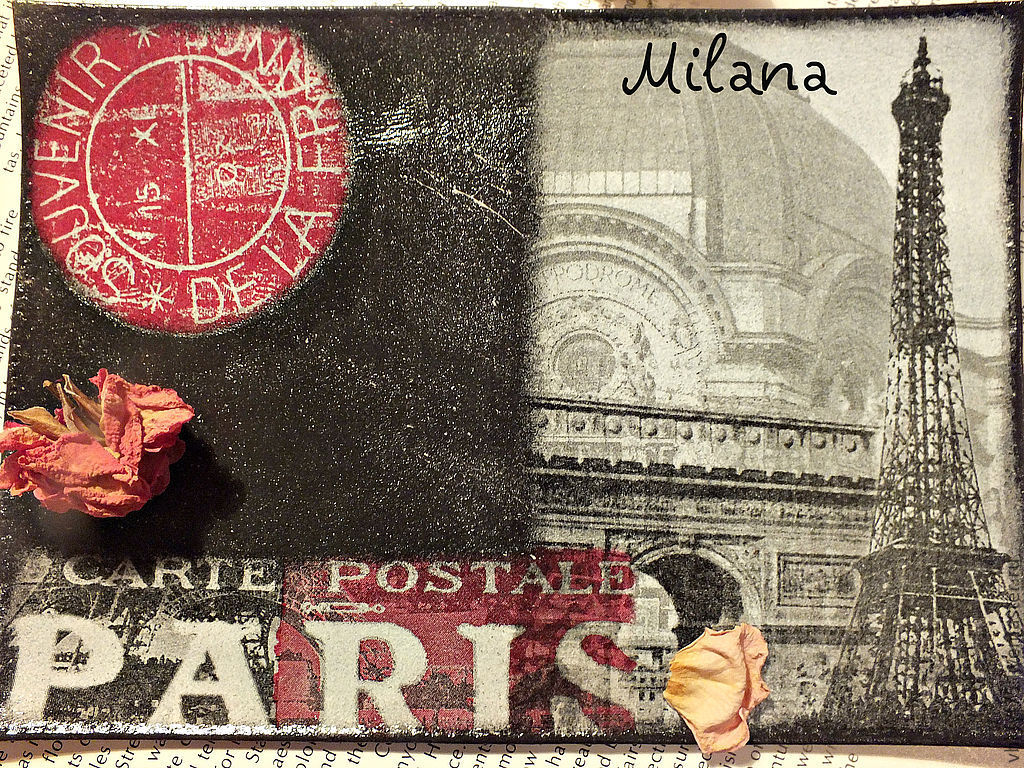"Мечтательный Париж" Очешник. Обложка на паспорт кожа. Декупаж