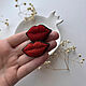 A beaded brooch red Lips, a brooch in the shape of lips, red lipstick. Brooches. Zveva. Online shopping on My Livemaster.  Фото №2
