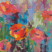 Картина "Цветы в Высокой Вазе" картина маслом с цветами