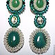 Emerald long earrings with stones. Earrings. Beaded jewelry by Mariya Klishina. My Livemaster. Фото №4