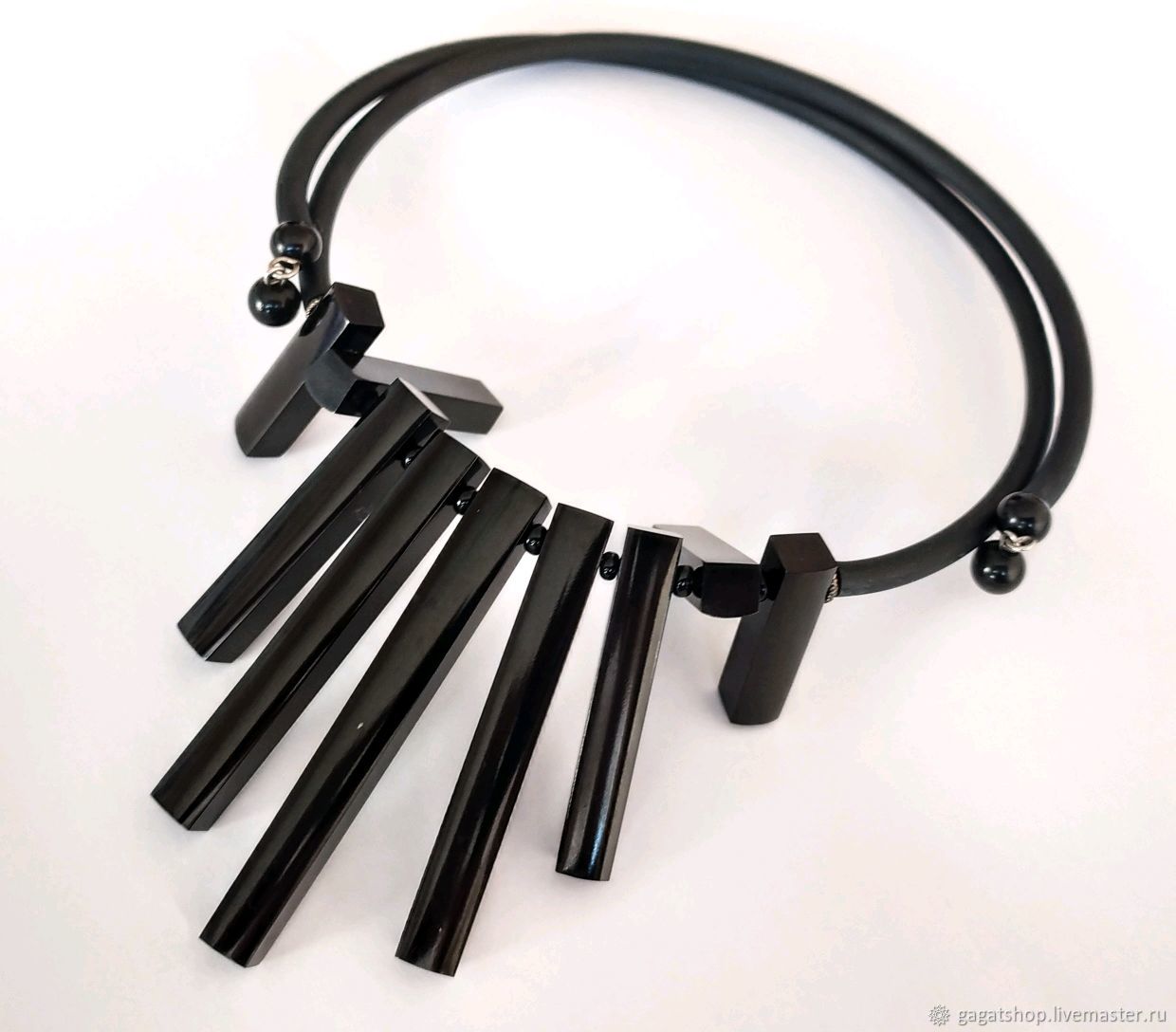 Choker necklace made of natural jet ' Sticks', Chokers, St. Petersburg,  Фото №1