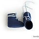 Navy blue booties from Merino wool for baby, 8,5 cm, Babys bootees, Moscow,  Фото №1