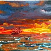 Картины и панно handmade. Livemaster - original item Oil painting Sea painting Sailboat in the Sea. Handmade.