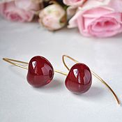 Украшения handmade. Livemaster - original item Red cherry-long cherry earrings. Handmade.